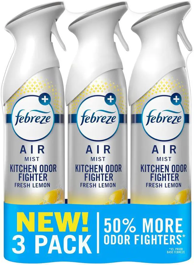Main image of Air Mist, Air Freshener Spray, Odor Fighting Room Spray, Deodorizer for Home Bathroom Kitchen Office Apartment Dorm Room Classroom, Kitchen Odor Fighter Fresh Lemon Scent, 8.1oz, 3-pack