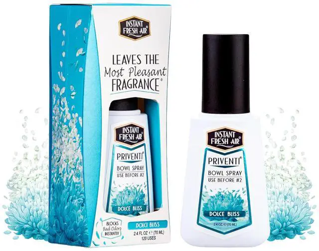 Main image of Priventi Toilet Spray & Bathroom Spray Odor Eliminator - Up to 120 Uses - Travel Size Odor Elimination for #2 - For Home, Office, Schools, Travel - Dolce Bliss Fragrance - 2.4 oz