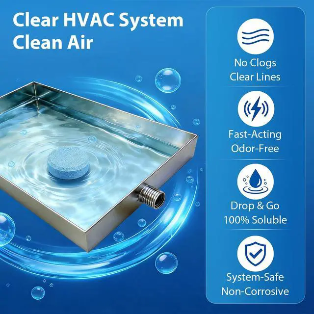 Alt view image 7 of 7 - AC Drain Pan Tablets 120 Count, Condensate Tablets, Non-Clog Pan Cleaner, Effective Odor Control for All HVAC, Dehumidifiers and Appliance Pans