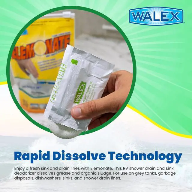 Alt view image 6 of 6 - Elemonate RV Grey Water Tank Deodorizer Tablets - Fresh Lemon, 5-Pack