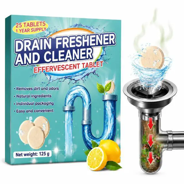 Main image of Disposal Cleaner Tablets 25 Pack, 1 Year Supply Sink and Drain Cleaner, Deodorizer Tablets Remove Odor-Causing Residues, Garbage Disposal Cleaner For House, Kitchen, Bathroom Drain Cleaning Care