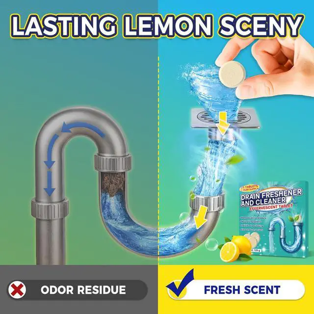 Alt view image 3 of 7 - Disposal Cleaner Tablets 25 Pack, 1 Year Supply Sink and Drain Cleaner, Deodorizer Tablets Remove Odor-Causing Residues, Garbage Disposal Cleaner For House, Kitchen, Bathroom Drain Cleaning Care