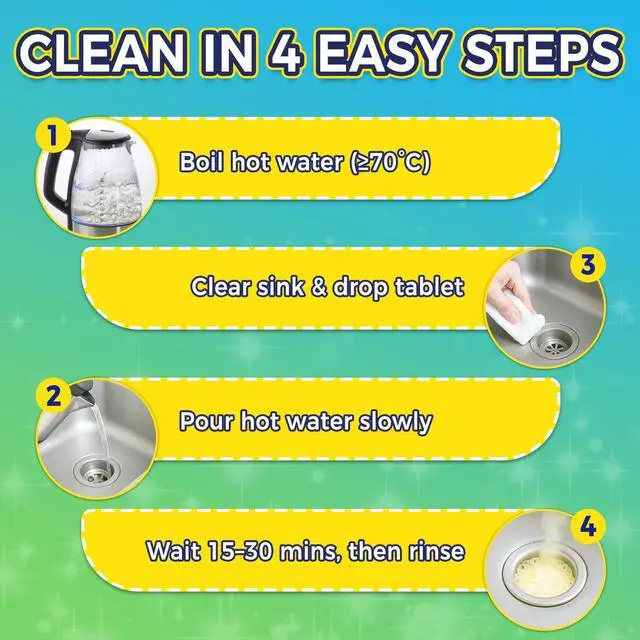 Alt view image 5 of 7 - Disposal Cleaner Tablets 25 Pack, 1 Year Supply Sink and Drain Cleaner, Deodorizer Tablets Remove Odor-Causing Residues, Garbage Disposal Cleaner For House, Kitchen, Bathroom Drain Cleaning Care