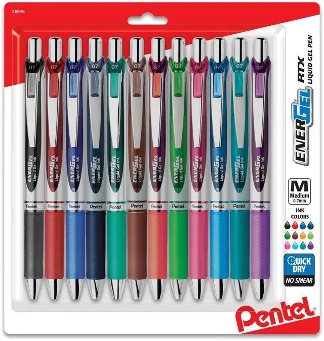 Main image of EnerGel RTX Retractable Liquid Gel Pens, (0.7mm), Assorted Colors, Ultimate Writing Pens, Best Writing Pens for Office, School and Journaling, Pack of 12