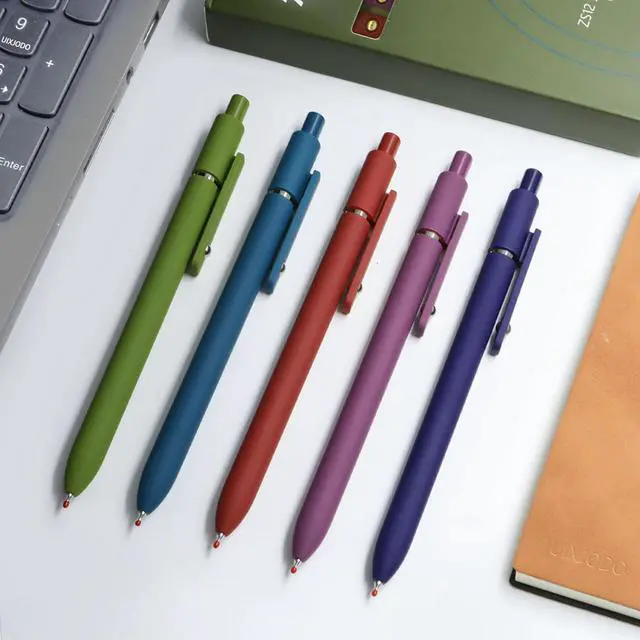 Alt view image 7 of 7 - Gel Pens, 5 Pcs 0.5mm Black Ink Pens Fine Point Smooth Writing Pens with Silicone Grip, High-End Series Metal Clip Retractable Pens for Journaling Note Taking (Vintage)