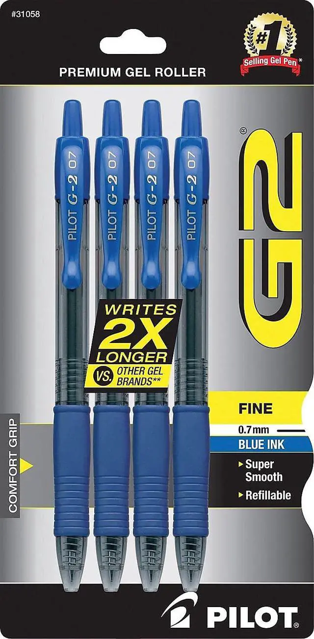 Alt view image 4 of 5 - G2 Premium Gel Roller Pens, Fine Point 0.7 mm, Blue Ink Pens Fine Point, Pack of 4 - Ideal for School, Journaling, and Office Writing