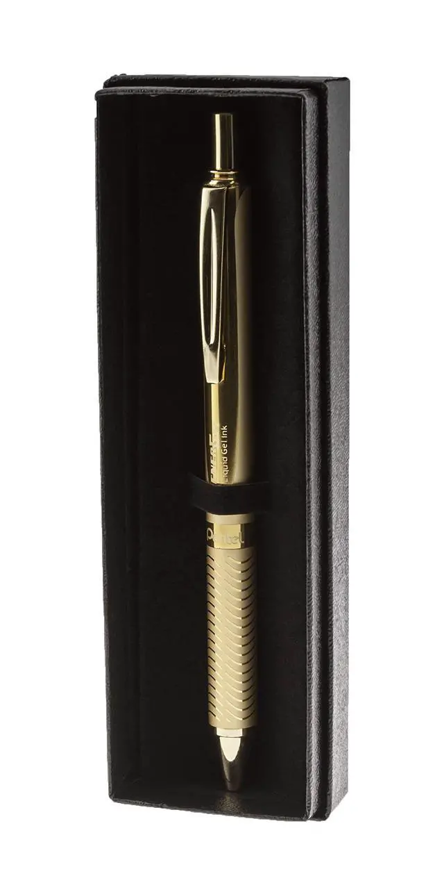 Alt view image 2 of 7 - EnerGel Alloy Retractable Gel Pen, Gold Barrel, Black Ink, Includes Gif Box (BL407XABX)