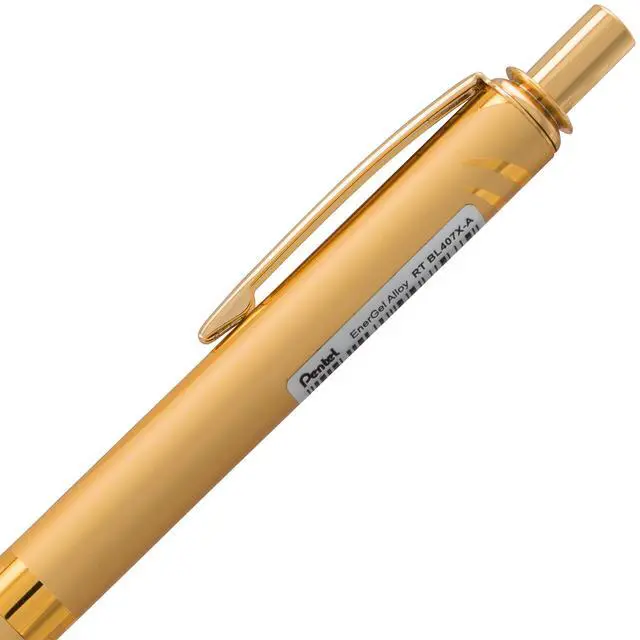 Alt view image 4 of 7 - EnerGel Alloy Retractable Gel Pen, Gold Barrel, Black Ink, Includes Gif Box (BL407XABX)