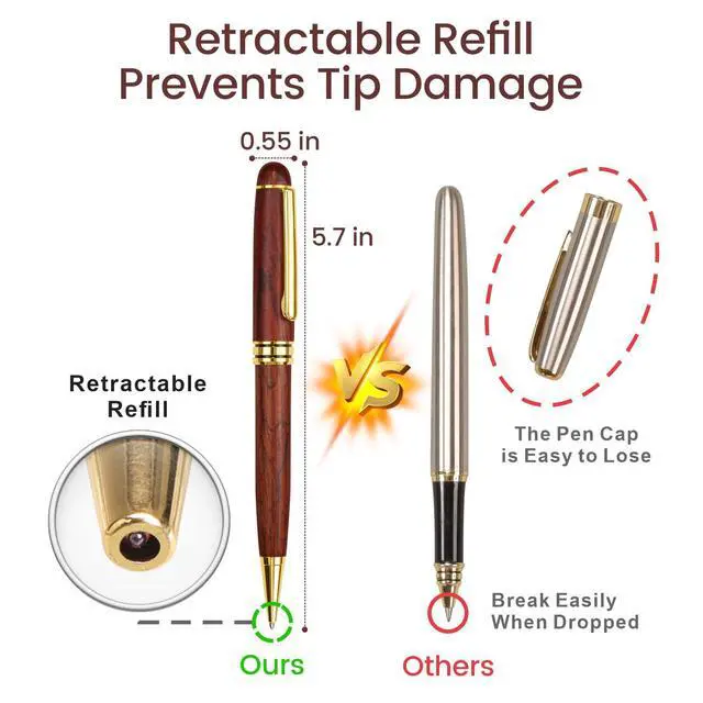 Alt view image 5 of 7 - Wood Ballpoint Pens Gift Set - Luxury Wooden Pens for Men Women