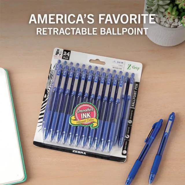 Alt view image 2 of 6 - Z-Grip Retractable Ballpoint Pen, Smooth-Flowing Blue Ink, 1.0mm Medium Point, School & Office Supplies, Ideal for Note-Taking, Journal and Planner Use, 24-Pack (12225)