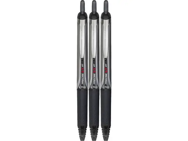 Alt view image 2 of 4 - Precise V5 RT Refillable & Retractable Rolling Ball Pens, Extra Fine Point, Black Ink, 0.5mm, 3-Pack