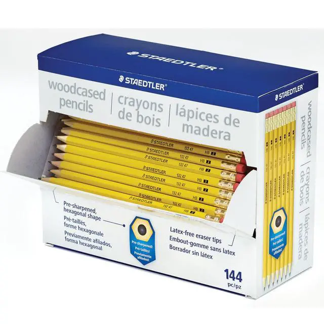 Alt view image 2 of 6 - Yellow School Pencils (144-Pack), Pre-Sharpened #2 HB with Erasers, Ready-to-Use School Supplies for Students and Teachers