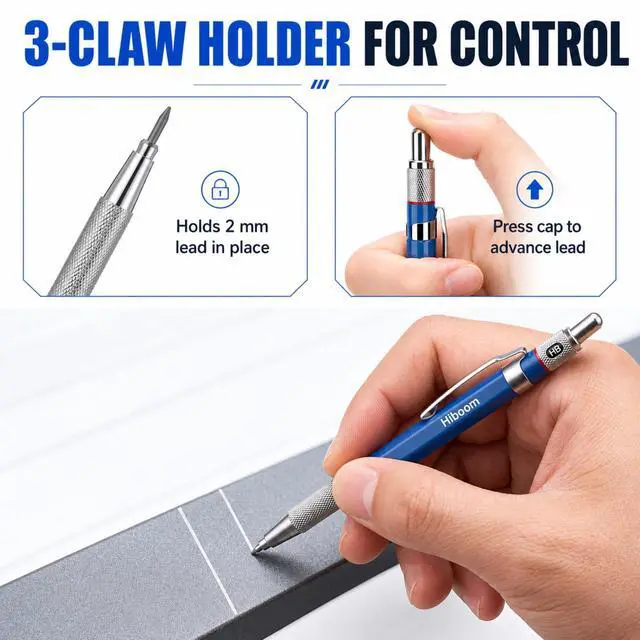 Alt view image 4 of 7 - 2 Pcs Welders Pencil with 36 Silver Round Refills 2 mm Mechanical Pencils Refill, Metal Marker Set for Pipe Fitter Welder Steel Construction Fabrication Wood Working Metal Layout Fabrication