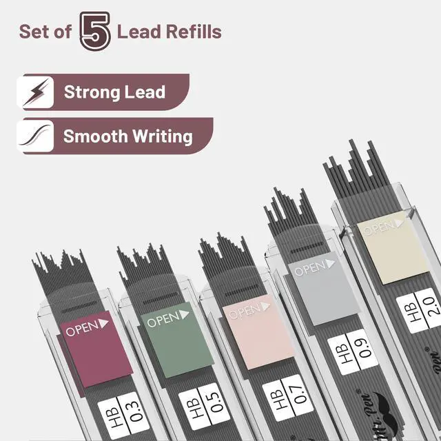 Alt view image 5 of 7 - Art Mechanical Pencil Set, 5 Sizes (0.3, 0.5, 0.7, 0.9, 2.0mm)