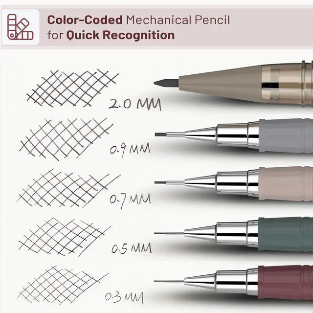 Alt view image 7 of 7 - Art Mechanical Pencil Set, 5 Sizes (0.3, 0.5, 0.7, 0.9, 2.0mm)