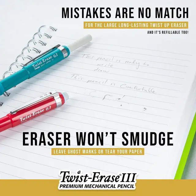 Alt view image 5 of 5 - Twist-Erase III Mechanical Pencil, (0.7mm), Medium Line, Assorted Fashion Color Barrels, Pack of 4 (QE517FBP4M)