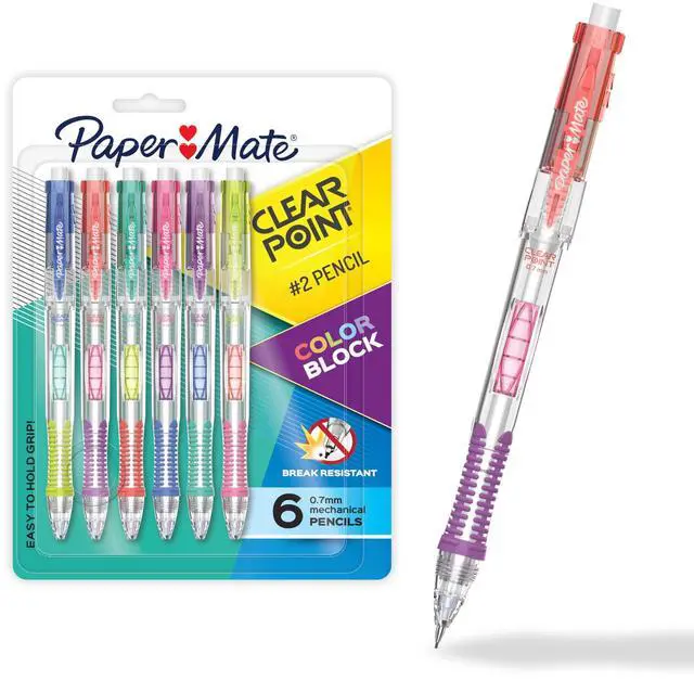 Main image of Clearpoint Mechanical Pencil, Break-Resistant, Color Block Edition, HB #2 Lead (0.7mm), 6 Count