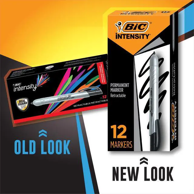 Alt view image 2 of 5 - Intensity Retractable Permanent Markers, Fine Bullet Tip, Black, 12-Count Pack, Permanent Markers for Teachers and Office Supplies