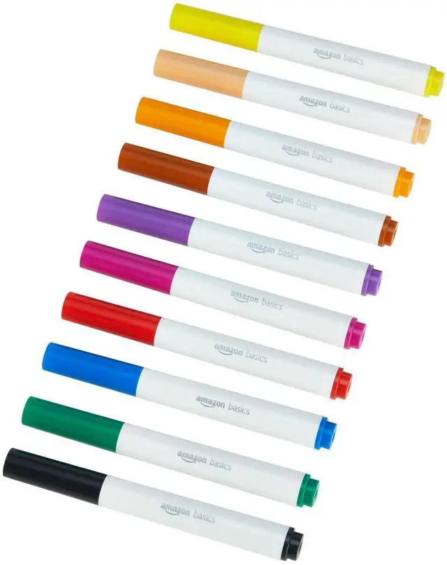 Main image of Colored Washable Markers for Coloring and Drawing, Broad Line, Multicolored, 10-Pack
