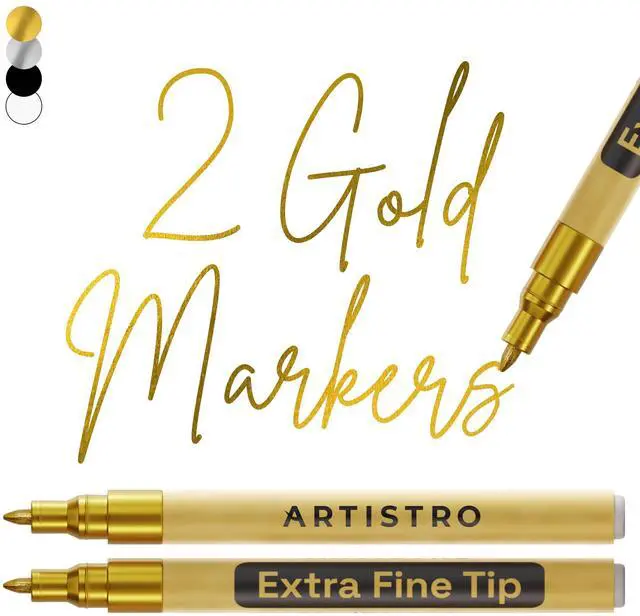 Main image of Gold Acrylic Paint Markers - 0.7mm Extra Fine-Tip - Set of 2