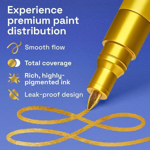 Alt view image 4 of 7 - Gold Acrylic Paint Markers - 0.7mm Extra Fine-Tip - Set of 2