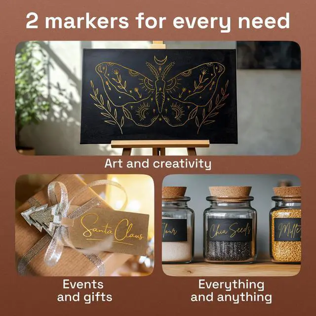 Alt view image 6 of 7 - Gold Acrylic Paint Markers - 0.7mm Extra Fine-Tip - Set of 2