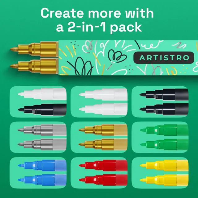 Alt view image 7 of 7 - Gold Acrylic Paint Markers - 0.7mm Extra Fine-Tip - Set of 2