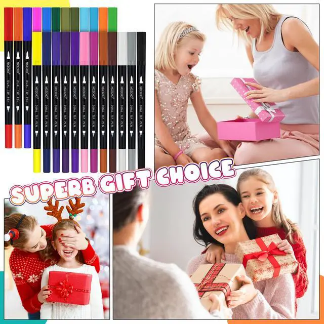 Alt view image 6 of 7 - 24 Colors Dual Tip Art Markers Pens for Adult Coloring Books, Brush and Fineliner Tip Art Suppliers for Journaling Note Taking Lettering