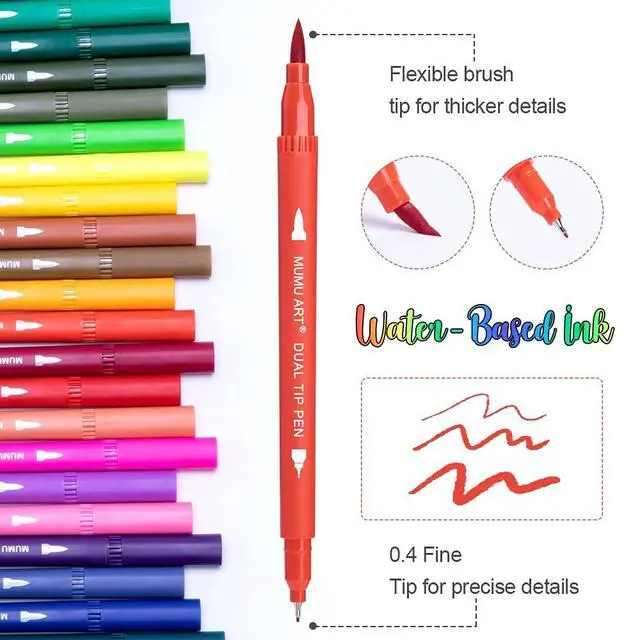 Alt view image 2 of 7 - 35 Dual Markers Pen for Adult Coloring Book, Coloring Brush Art Marker, Fine Tip Colored Pens for Bullet Journaling Drawing Planner