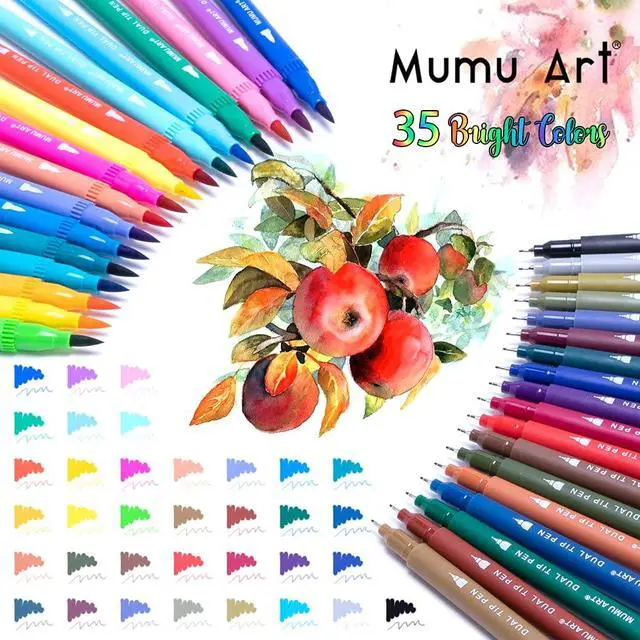 Alt view image 7 of 7 - 35 Dual Markers Pen for Adult Coloring Book, Coloring Brush Art Marker, Fine Tip Colored Pens for Bullet Journaling Drawing Planner