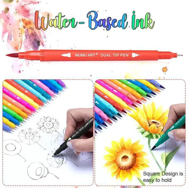 Alt view image 3 of 7 - 35 Dual Markers Pen for Adult Coloring Book, Coloring Brush Art Marker, Fine Tip Colored Pens for Bullet Journaling Drawing Planner