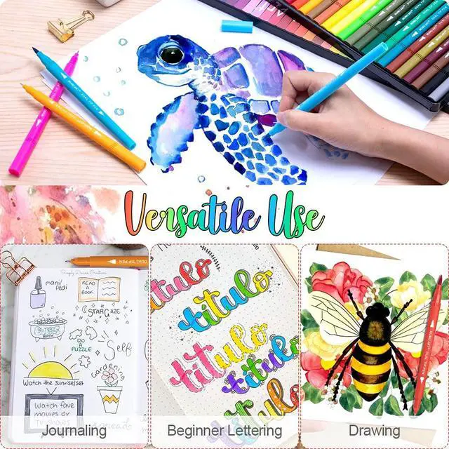 Alt view image 4 of 7 - 35 Dual Markers Pen for Adult Coloring Book, Coloring Brush Art Marker, Fine Tip Colored Pens for Bullet Journaling Drawing Planner