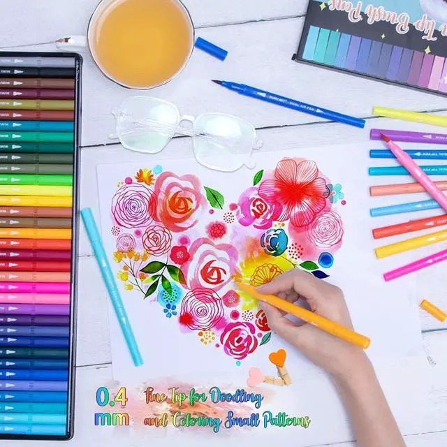 Alt view image 6 of 7 - 35 Dual Markers Pen for Adult Coloring Book, Coloring Brush Art Marker, Fine Tip Colored Pens for Bullet Journaling Drawing Planner