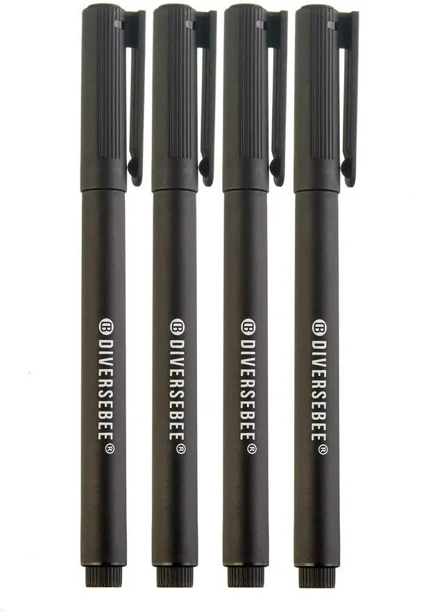 Main image of Fine Tip Permanent Pens, 4 Pack Quick Dry Markers, Transparent Sticky Notes Writing Pens, Office School Art Supplies, Black Oil Based Fineliners