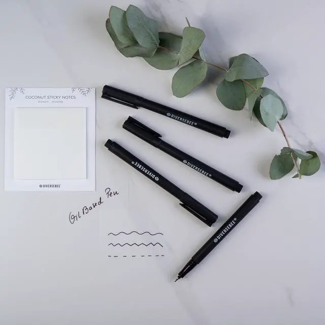 Alt view image 7 of 7 - Fine Tip Permanent Pens, 4 Pack Quick Dry Markers, Transparent Sticky Notes Writing Pens, Office School Art Supplies, Black Oil Based Fineliners