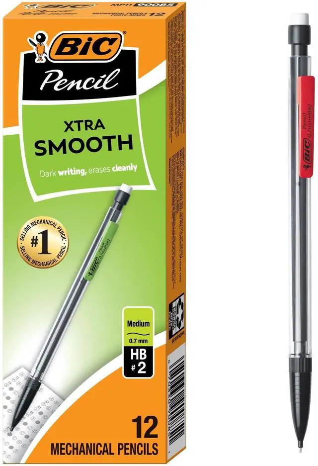 Main image of Xtra-Smooth Mechanical Pencils with Erasers, Medium Point (0.7mm), 12-Count Pack, Bulk Mechanical Pencils for School or Office Supplies