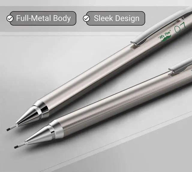 Alt view image 4 of 7 - Metal Mechanical Pencil Set with Lead Refills & Erasers, 2 Pack