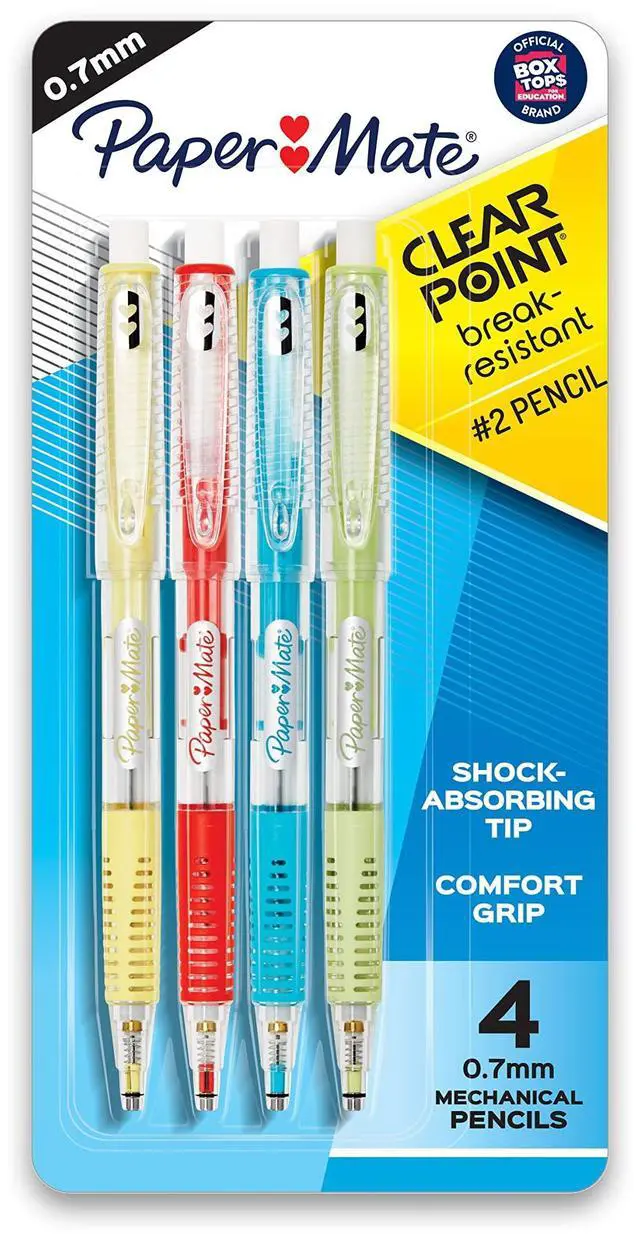 Main image of Clearpoint Mechanical Pencils, 0.7mm Break-Resistant HB #2 Lead, Assorted Barrel Colors, 4 Count - Back to School, Writing Supplies, Note-Taking