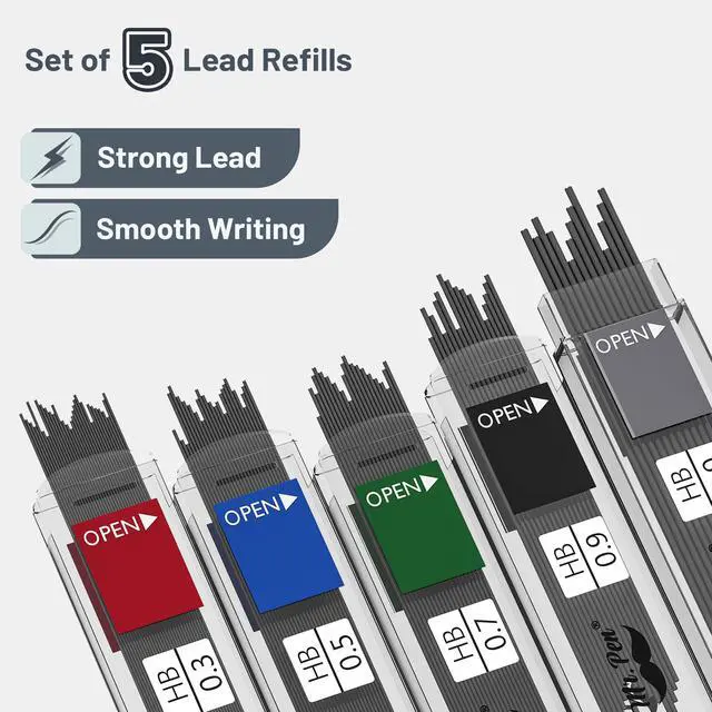 Alt view image 3 of 7 - Art Mechanical Pencil Set, 5 Mechanical Pencils (0.3, 0.5, 0.7