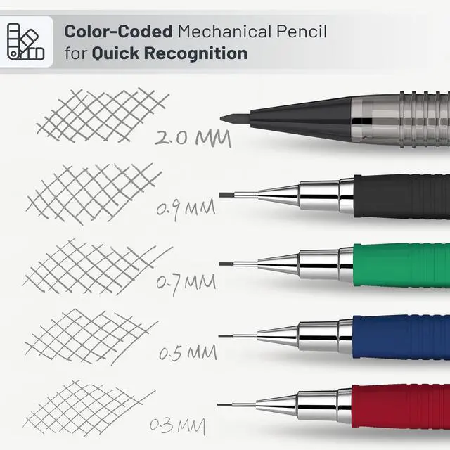 Alt view image 4 of 7 - Art Mechanical Pencil Set, 5 Mechanical Pencils (0.3, 0.5, 0.7