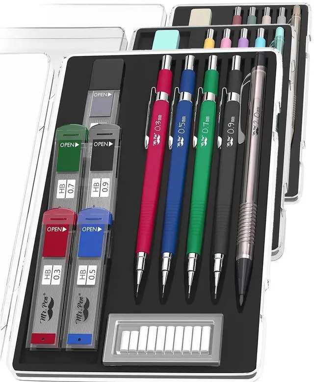 Main image of Art Mechanical Pencil Set, 5 Mechanical Pencils (0.3, 0.5, 0.7