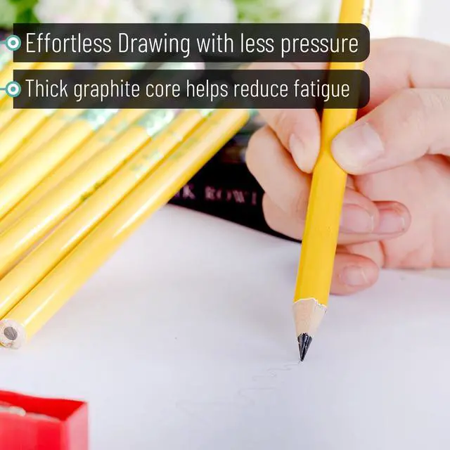 Alt view image 5 of 7 - Jumbo Pencils, 10 Pack with 1 Sharpener, Yellow Barrels