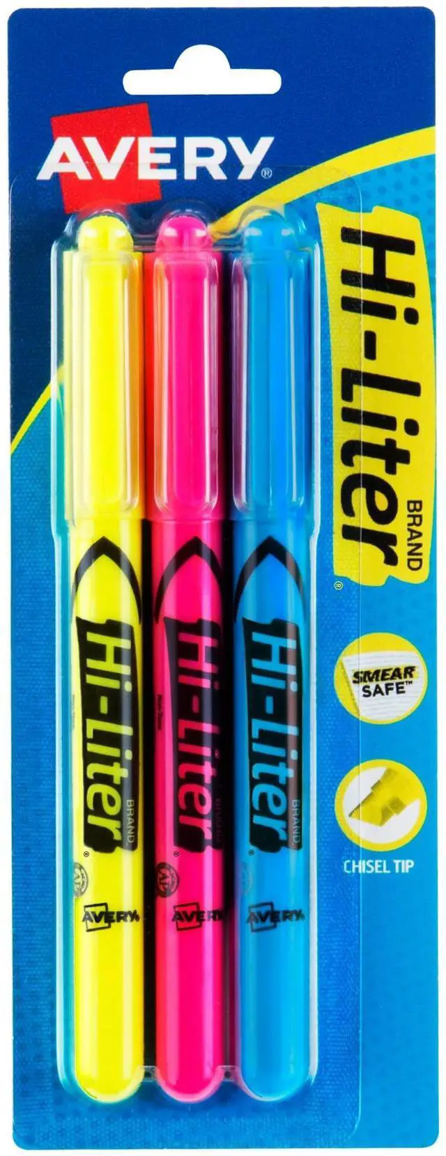 Main image of Hi-Liter Pen-Style Highlighters, Smear Safe Ink, Chisel Tip, 3 Assorted Color Highlighters (25860)