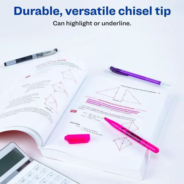 Alt view image 3 of 7 - Hi-Liter Pen-Style Highlighters, Smear Safe Ink, Chisel Tip, 3 Assorted Color Highlighters (25860)