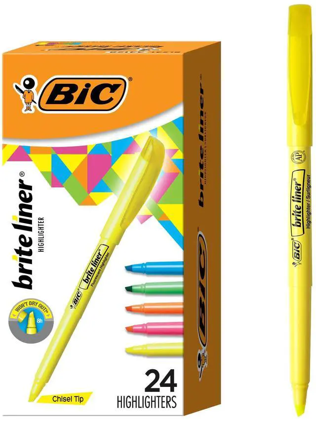 Main image of Brite Liner Highlighter Set, Chisel Tip, School Supplies for Students and Teachers, for Notes and Textbooks, 24-Count Pack in Assorted Colors