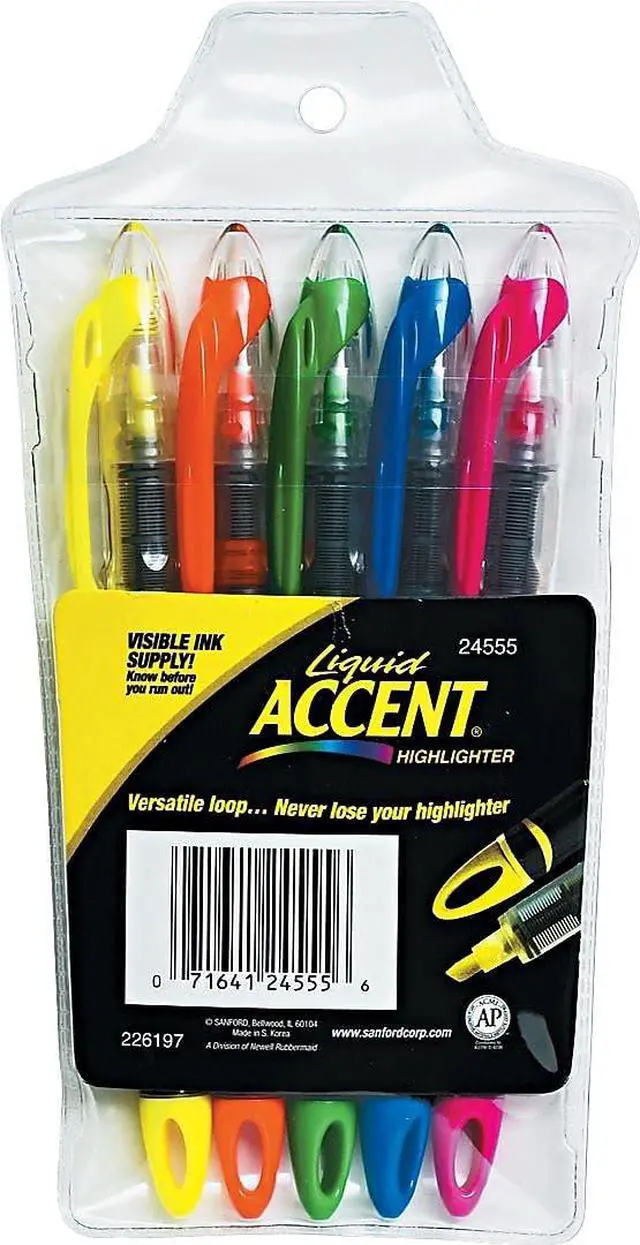 Alt view image 4 of 7 - Liquid Highlighters, Chisel Tip, Assorted Colors, Color Highlighters Ideal for Back to School and Teacher Supplies, Studying Essentials, 5-Pack