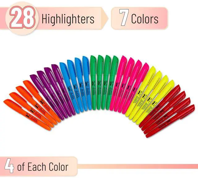 Alt view image 2 of 7 - Highlighters Assorted Colors, 28 Pack, Chisel Tip