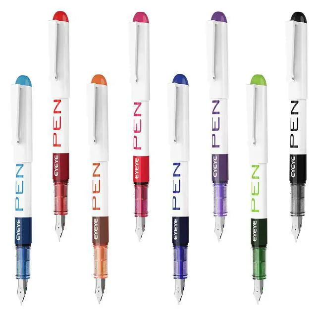 Alt view image 7 of 7 - Fountain Pens for Writing, 8 Pack Assorted Colors Fine Point Disposable Fountain Pens Stainless Steel Nib, Smooth Writing for Journaling, Drafting, Sketching, Doodling & Gifts
