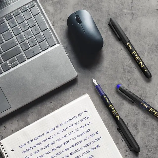Alt view image 7 of 7 - Disposable Fountain Pens Fine Point, 4 Black 4 Blue Fountain Pens for Writing, Stainless Steel Nib, Smooth Writing for Journaling, Drafting, Sketching, Doodling & Office Supplies