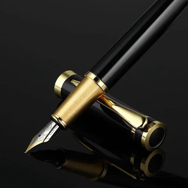 Alt view image 2 of 7 - Luxury Metal Fountain Pen Set, 0.5mm Fine Nib Fountain Pen with 6 Pcs 2.6mm Black Ink Cartridges Smooth Writing Pen Gift for Business Office Journaling Men Women
